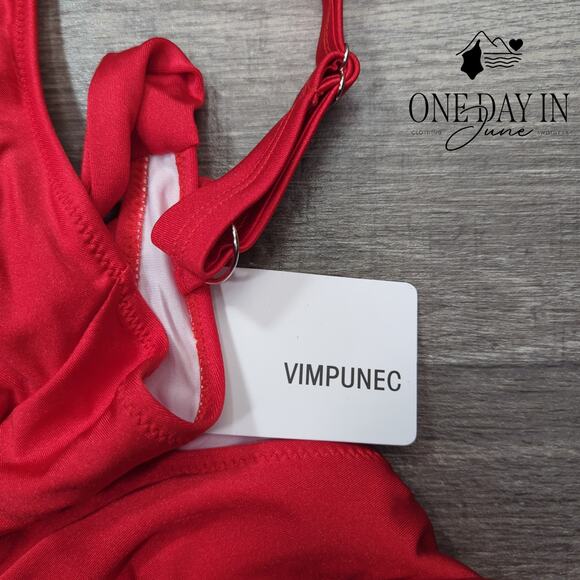 Vimpunec Cut Out Tie Back One Piece Swimsuit Size L - Picture 4 of 7